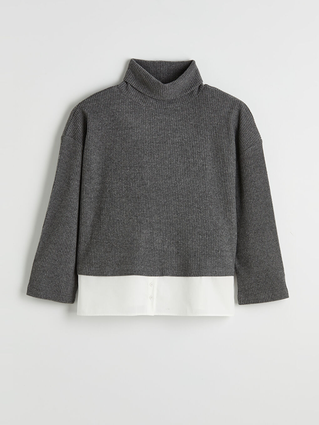 Antrasit Balıkçı Yaka Kadın Triko Kazak-4