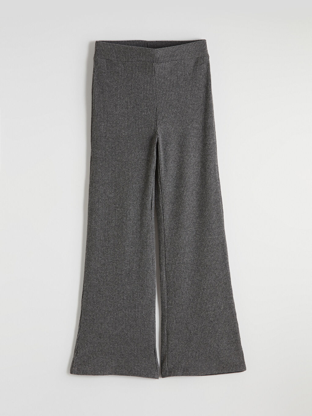 Antrasit Beli Lastikli İspanyol Paça Kadın Pantolon-4