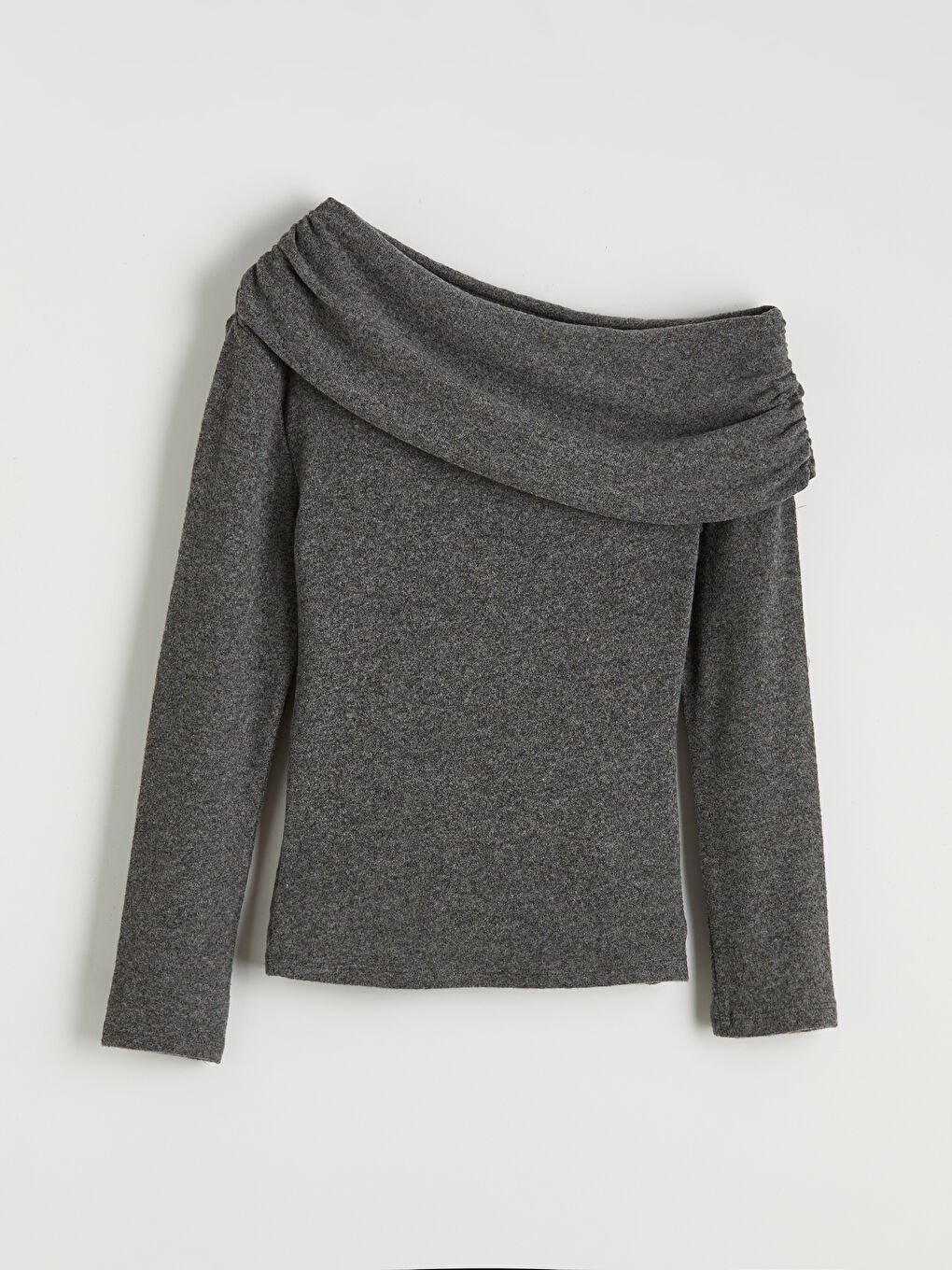 Antrasit Kayık Yaka Kadın Triko Kazak