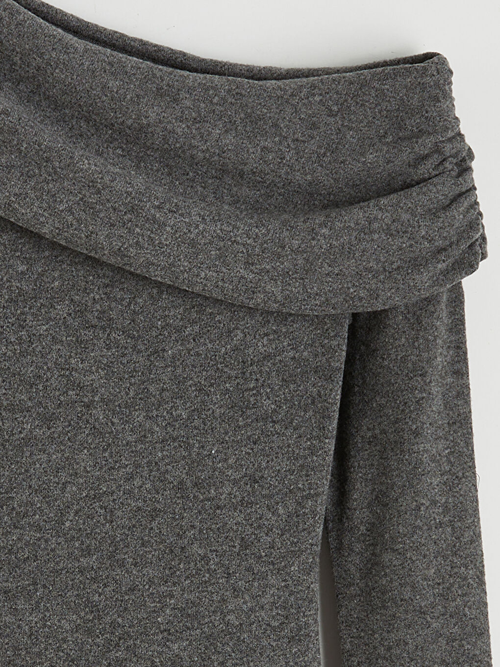 Antrasit Kayık Yaka Kadın Triko Kazak-1