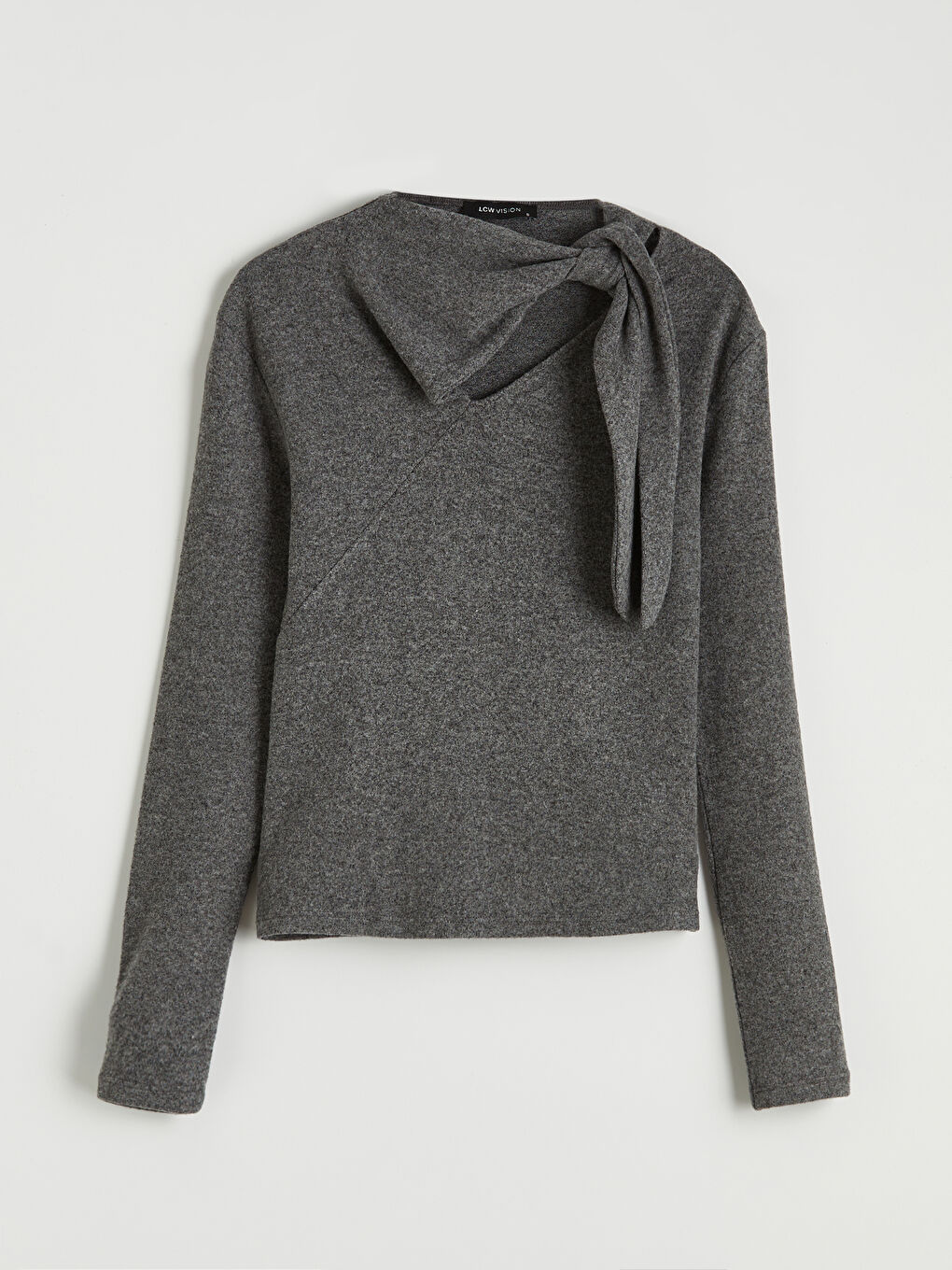 Antrasit Bağlamalı Yaka Kadın Triko Kazak