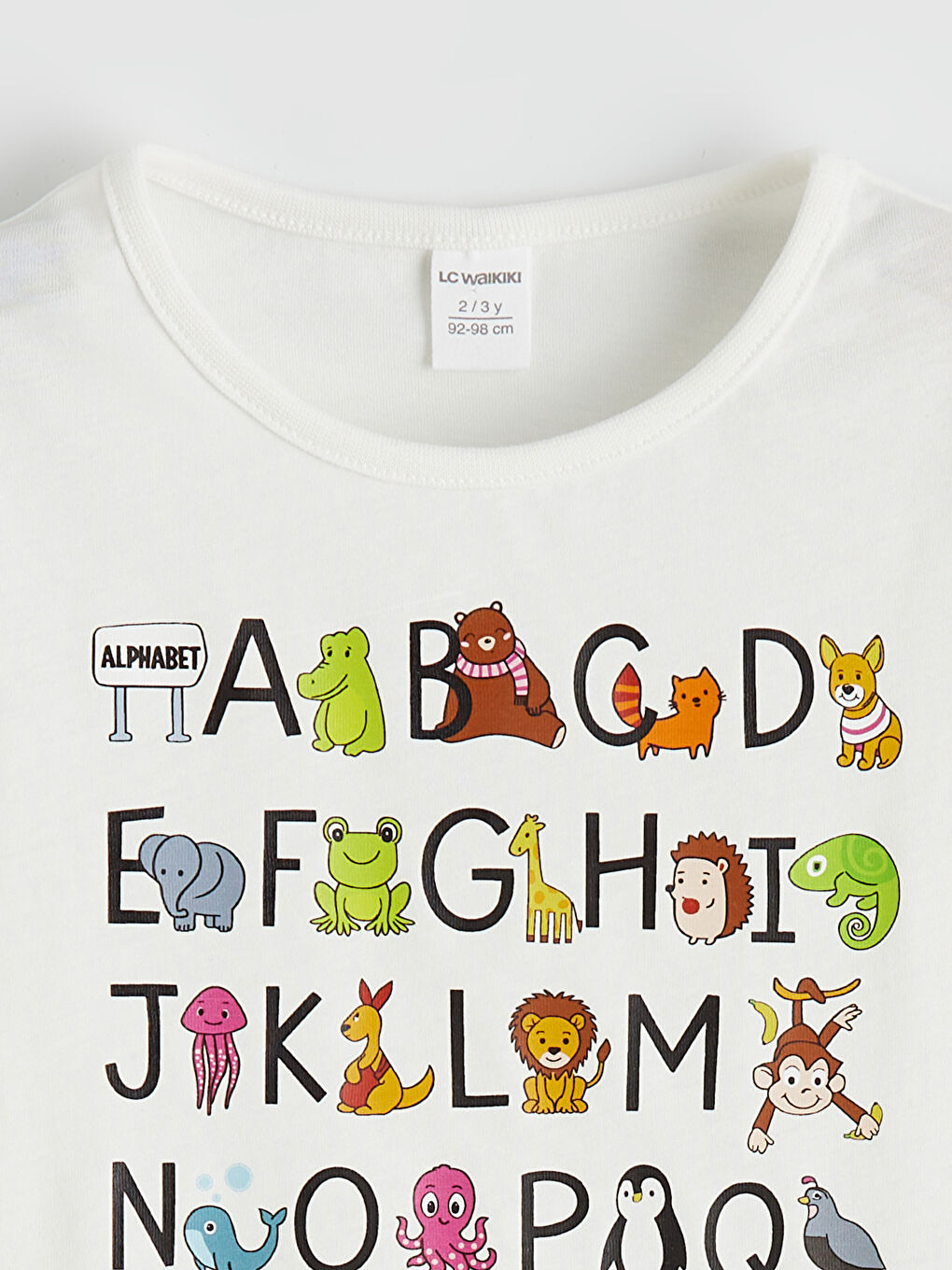 Beyaz Bisiklet Yaka Kız Çocuk Tişört	-1