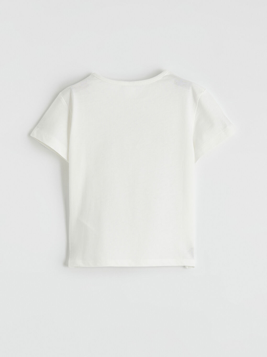Beyaz Bisiklet Yaka Kız Çocuk Tişört	-2