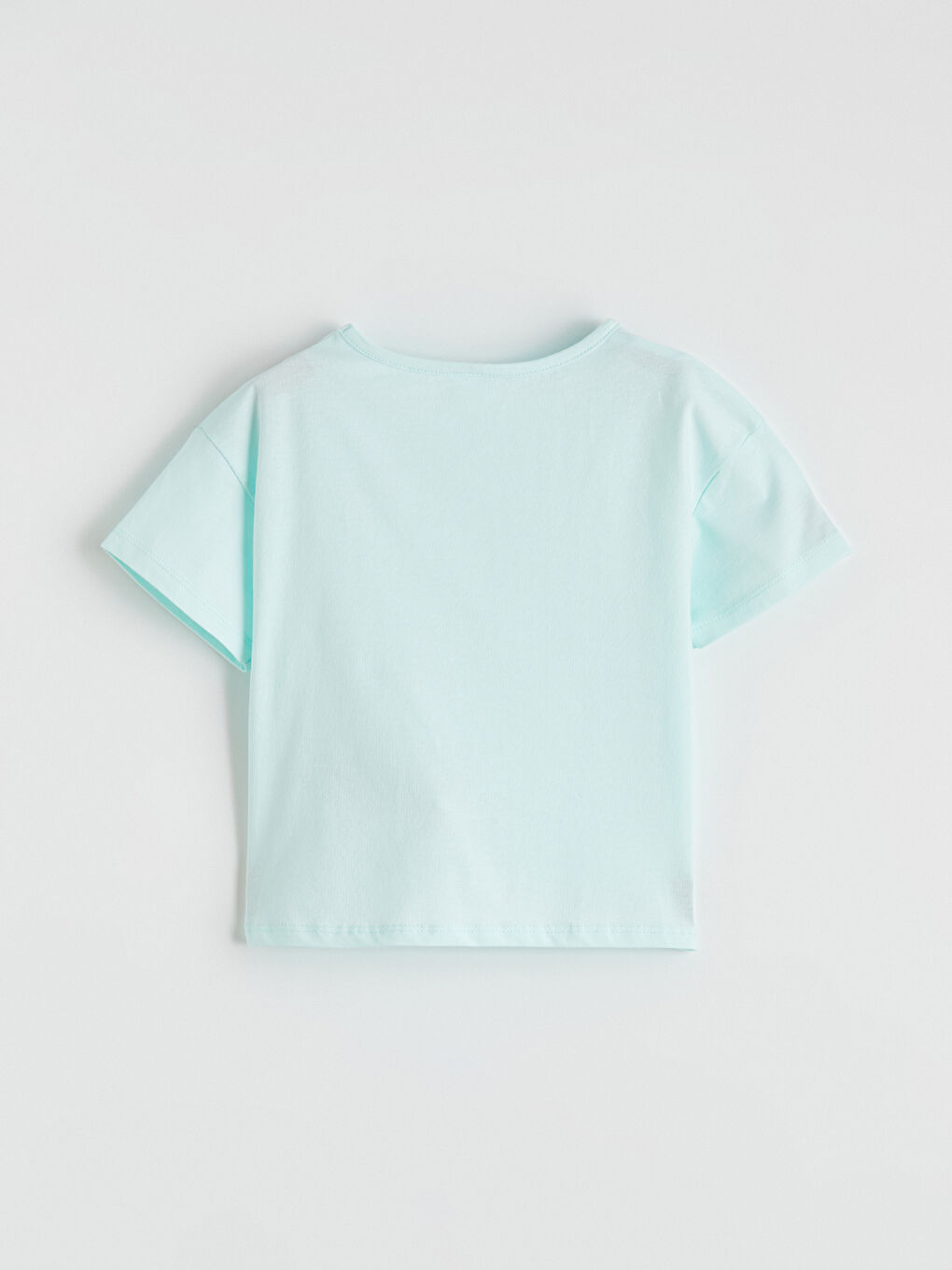 Turkuaz Bisiklet Yaka Baskılı Kız Çocuk Tişört-2