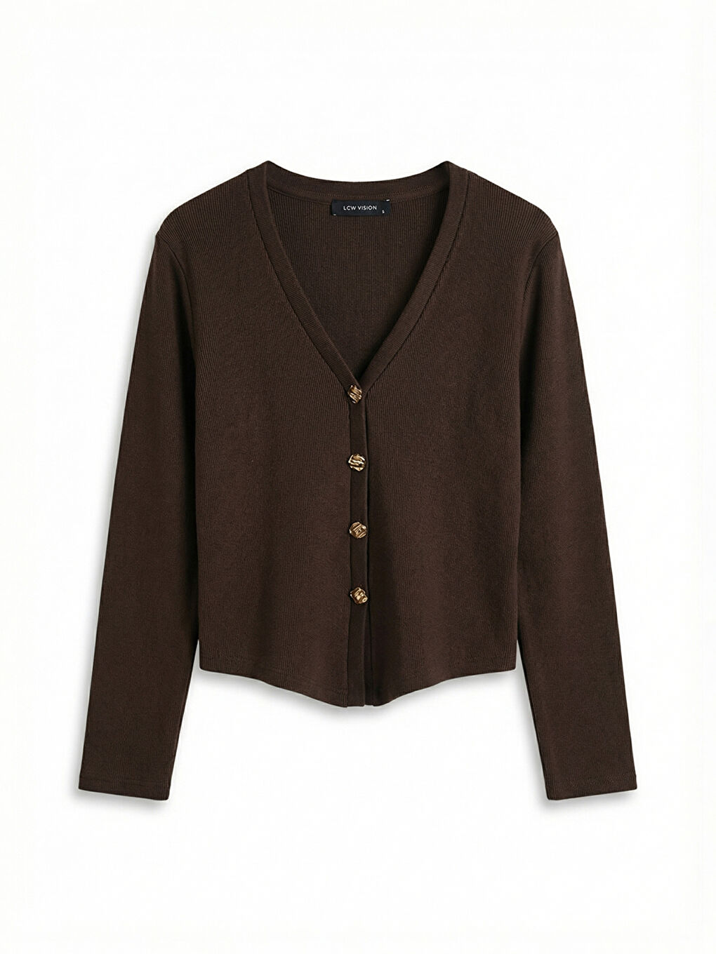 Kahverengi V Yaka Kadın Triko Hırka