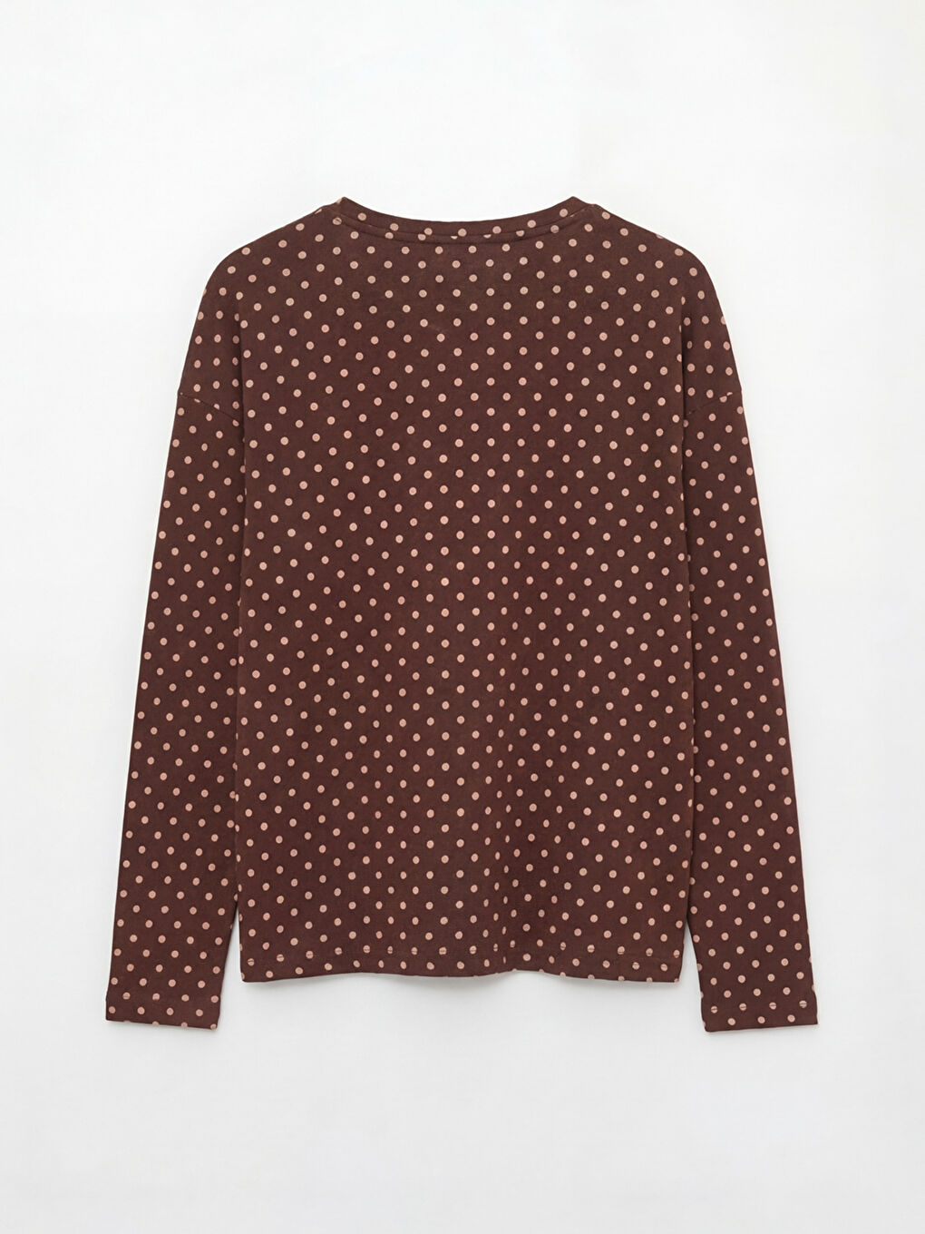 Kahverengi Bisiklet Yaka Puantiyeli Kadın Pijama Takımı-2