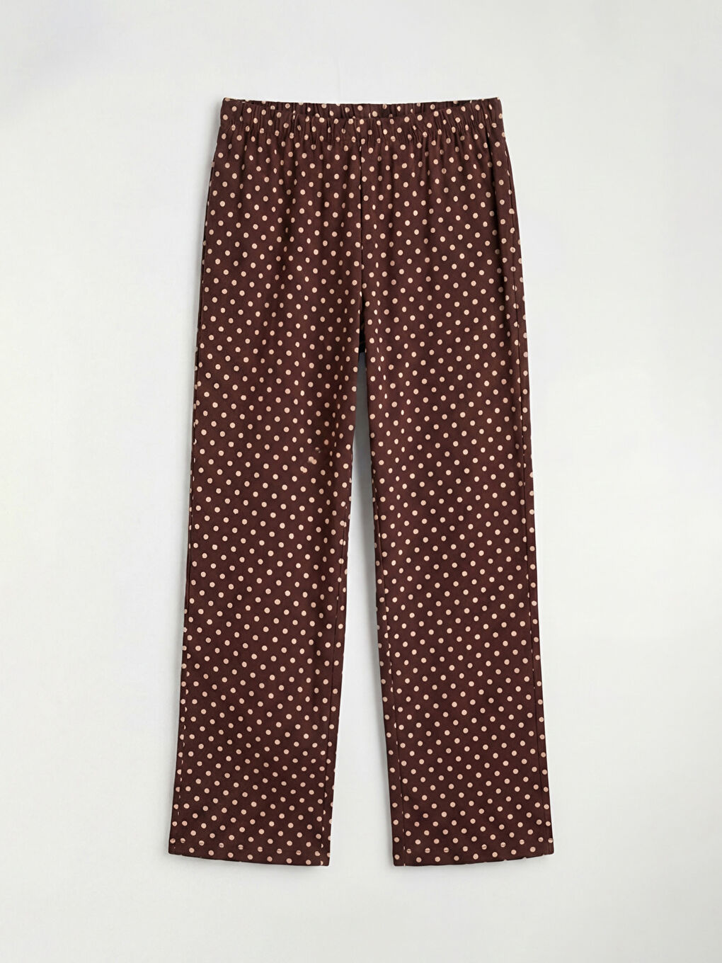 Kahverengi Bisiklet Yaka Puantiyeli Kadın Pijama Takımı-4