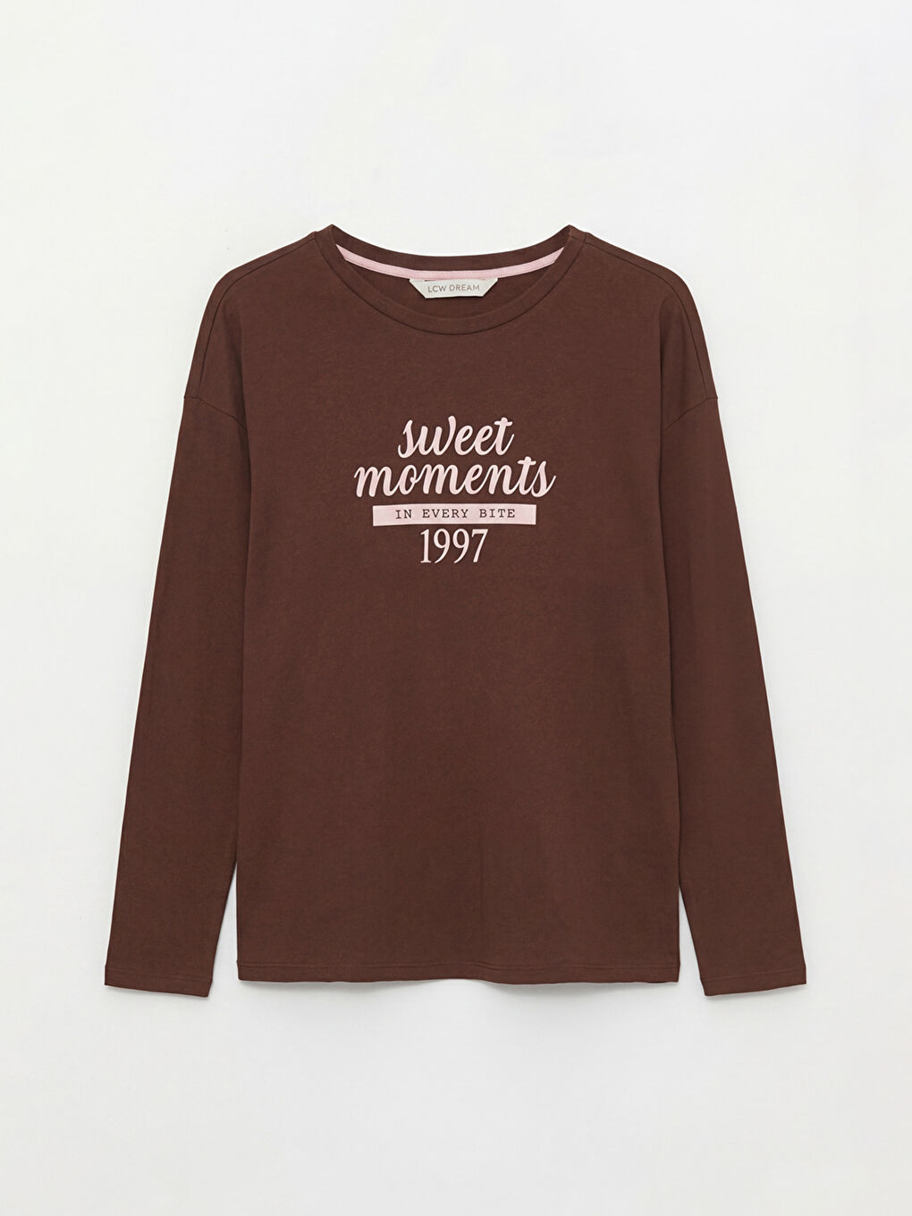 Kahverengi Bisiklet Yaka Baskılı Kadın Pijama Takımı-5