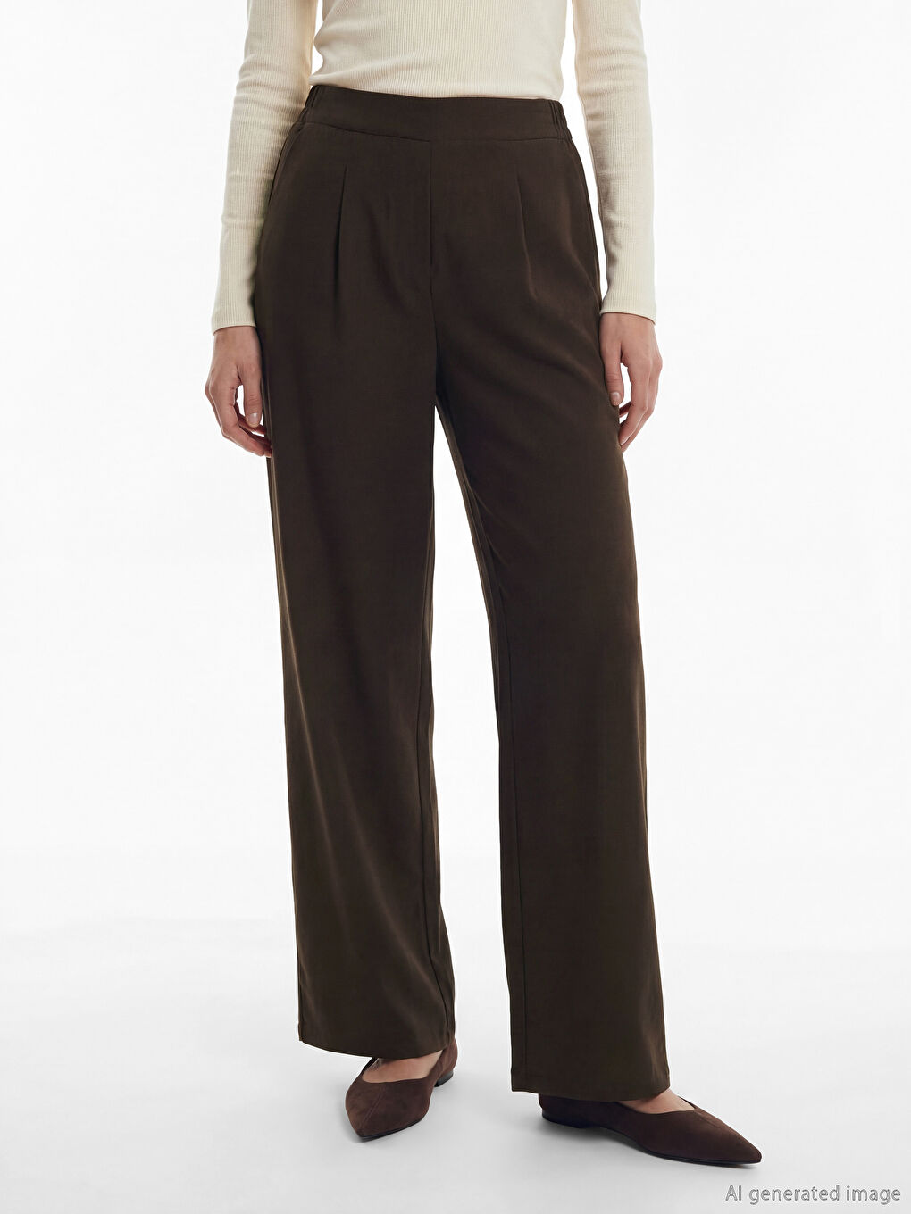 Ženske plisirane pantalone od tkanine sa elastičnim strukom-1