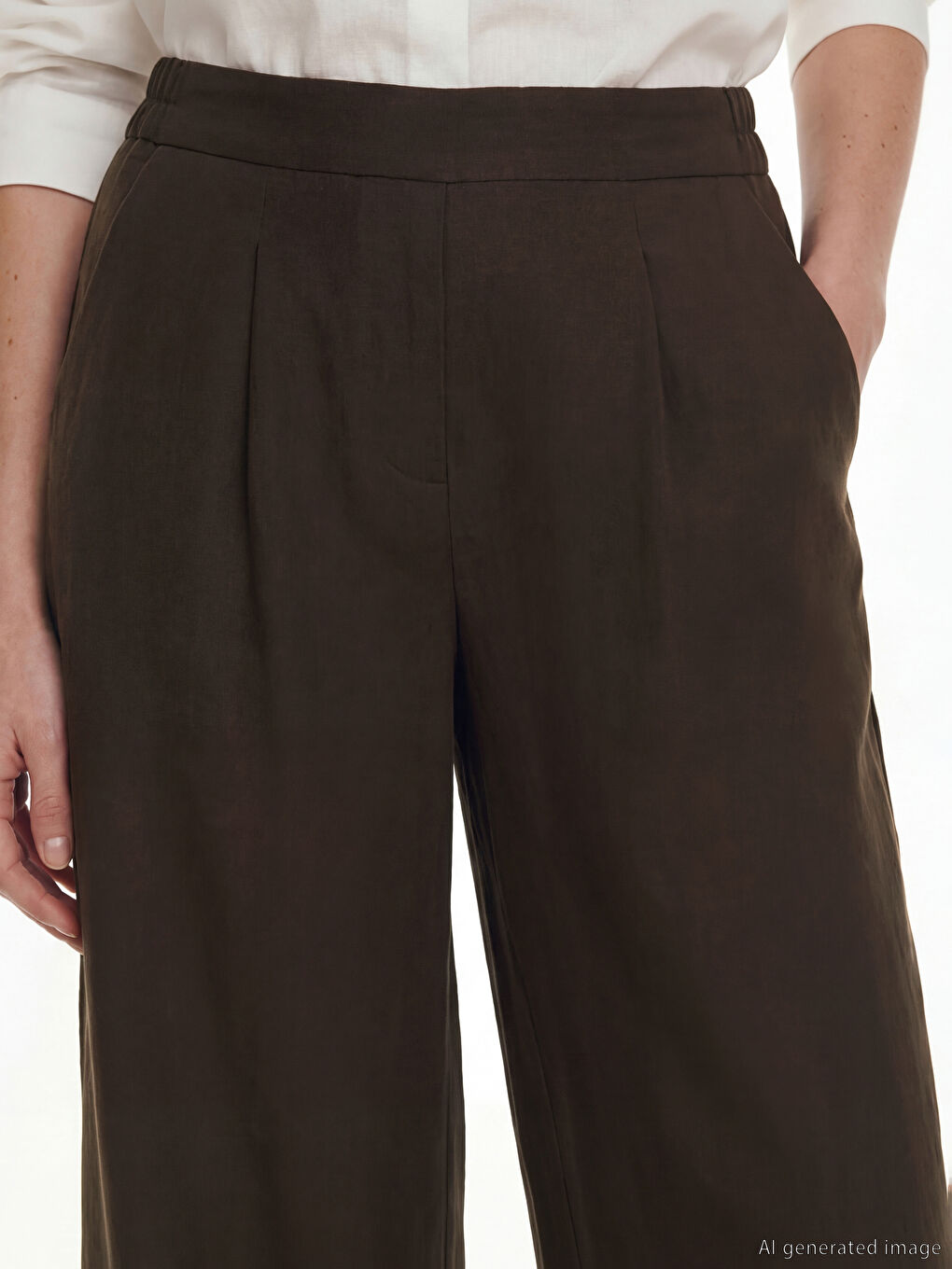 Ženske plisirane pantalone od tkanine sa elastičnim strukom-2