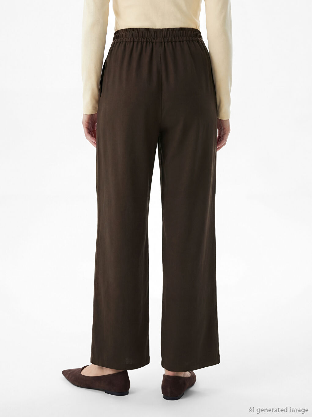 Ženske plisirane pantalone od tkanine sa elastičnim strukom-3