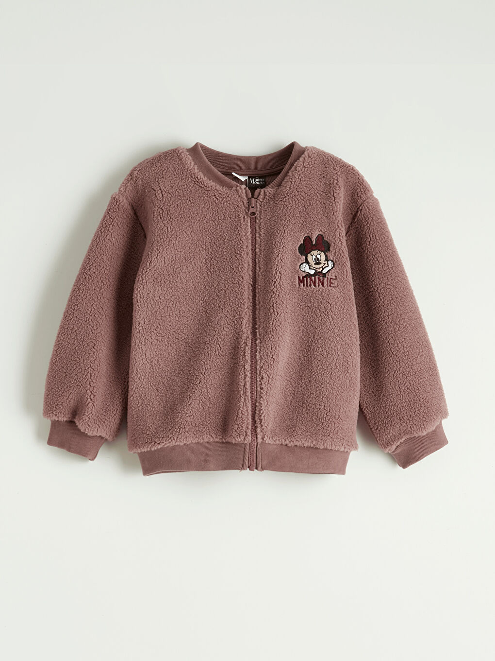 Pembe Minnie Mouse Nakışlı Kız Çocuk Fermuarlı Sweatshirt