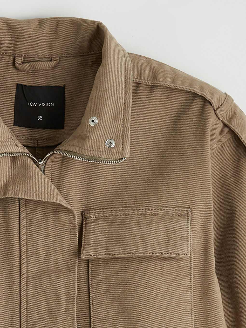 Haki Dik Yaka Kadın Gabardin Mont-4