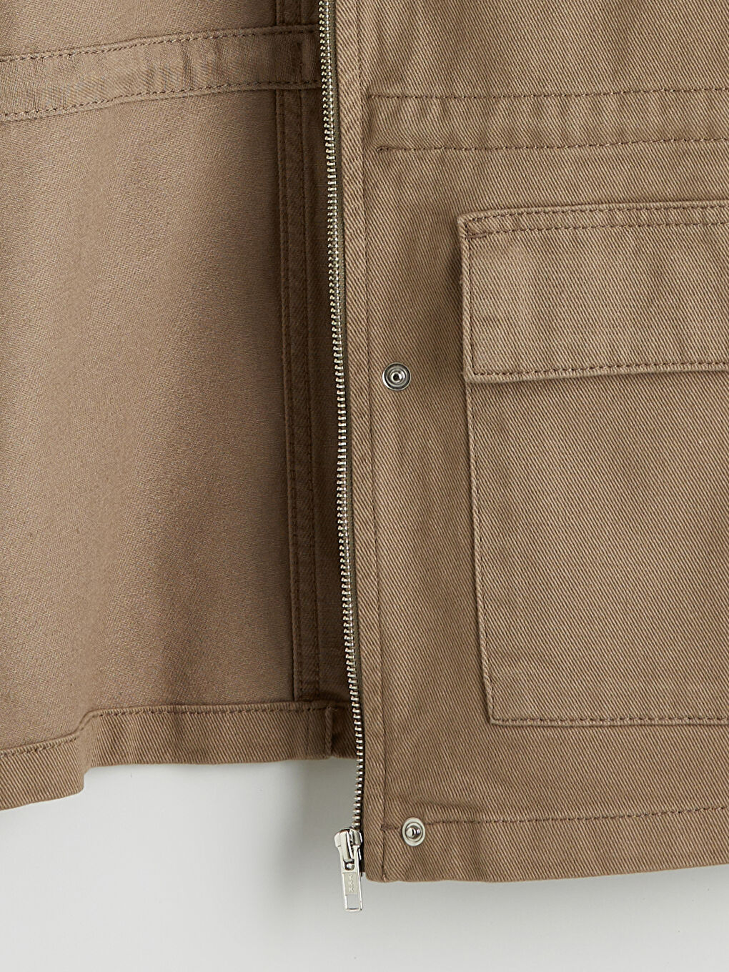 Haki Dik Yaka Kadın Gabardin Mont-5