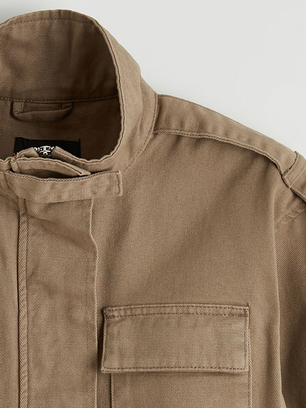 Haki Dik Yaka Kadın Gabardin Mont-6