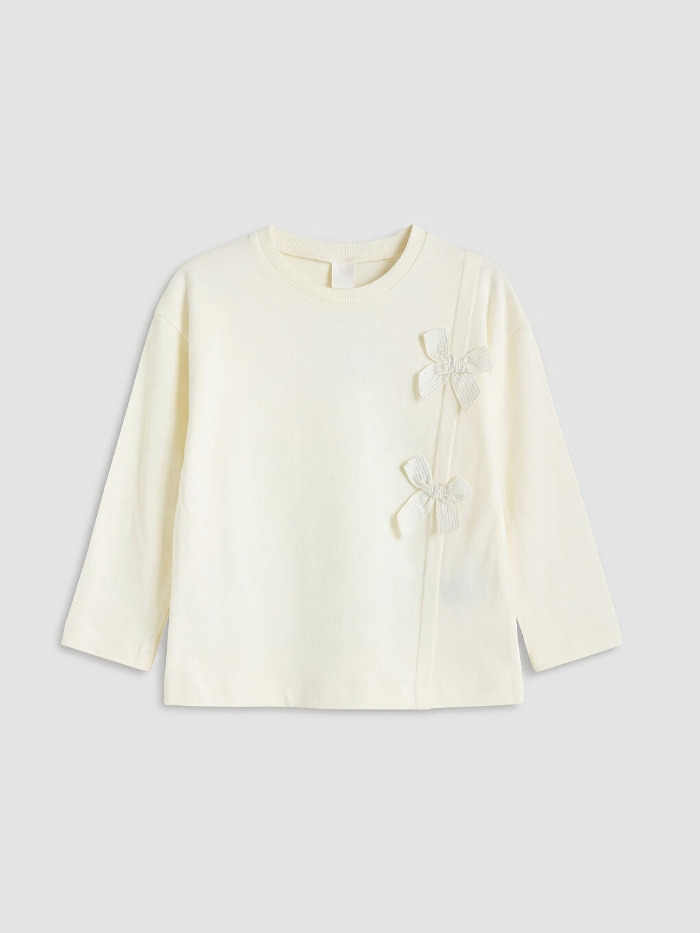 Mädchen-T-Shirt mit Rundhalsausschnitt und Schleifendetail.-1