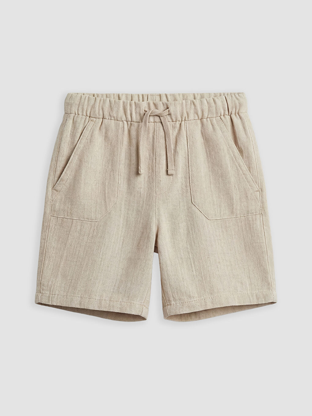 Kahverengi Beli Lastikli Keten Görünümlü Erkek Çocuk Şort