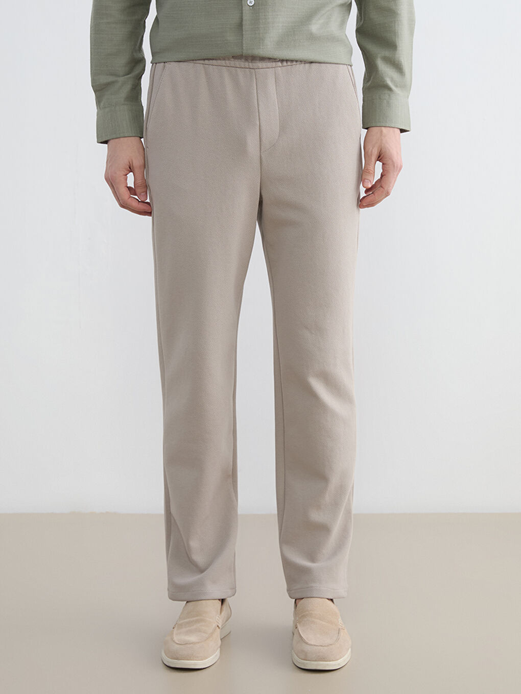 Kahverengi Standart Kalıp Erkek Pantolon-1