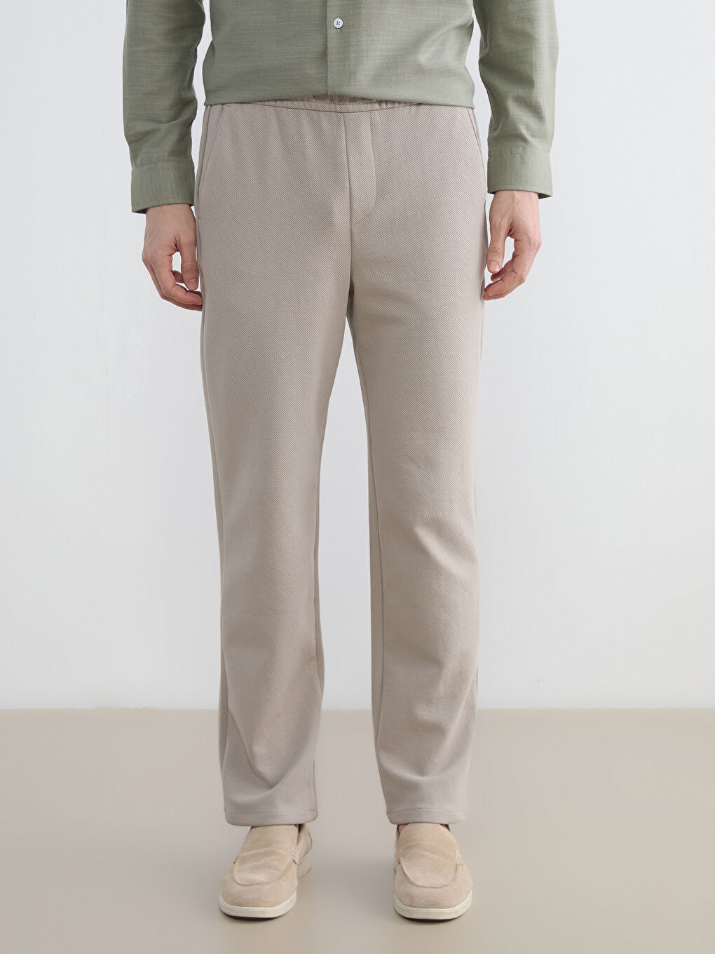 Kahverengi Standart Kalıp Erkek Pantolon-1