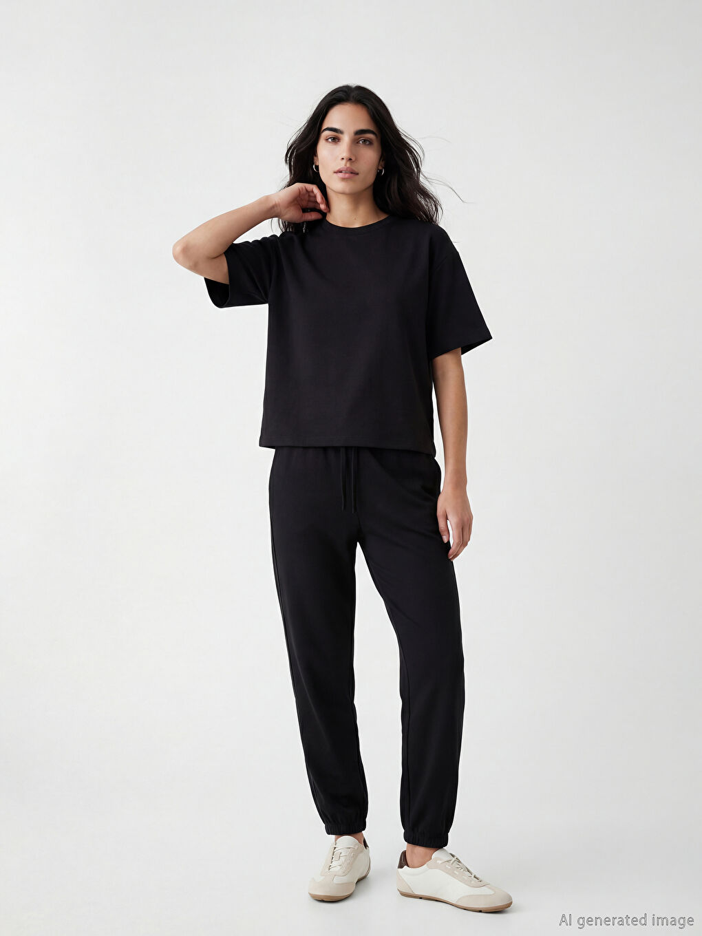 Siyah Beli Lastikli Kadın Jogger Eşofman Altı