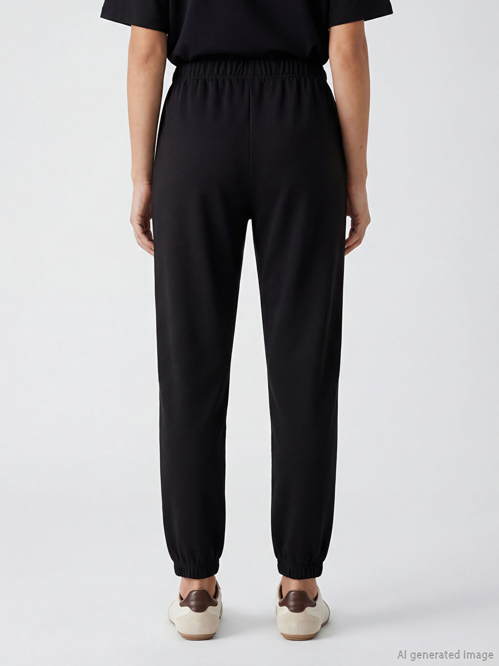 Siyah Beli Lastikli Kadın Jogger Eşofman Altı-2