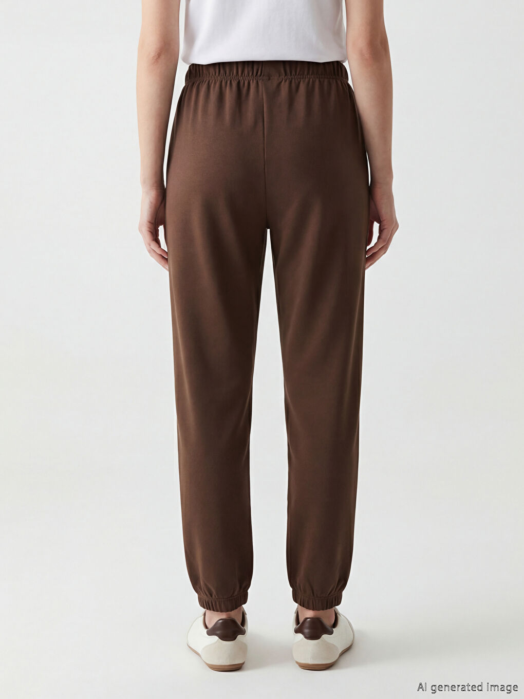 Kahverengi Beli Lastikli Kadın Jogger Eşofman Altı-2