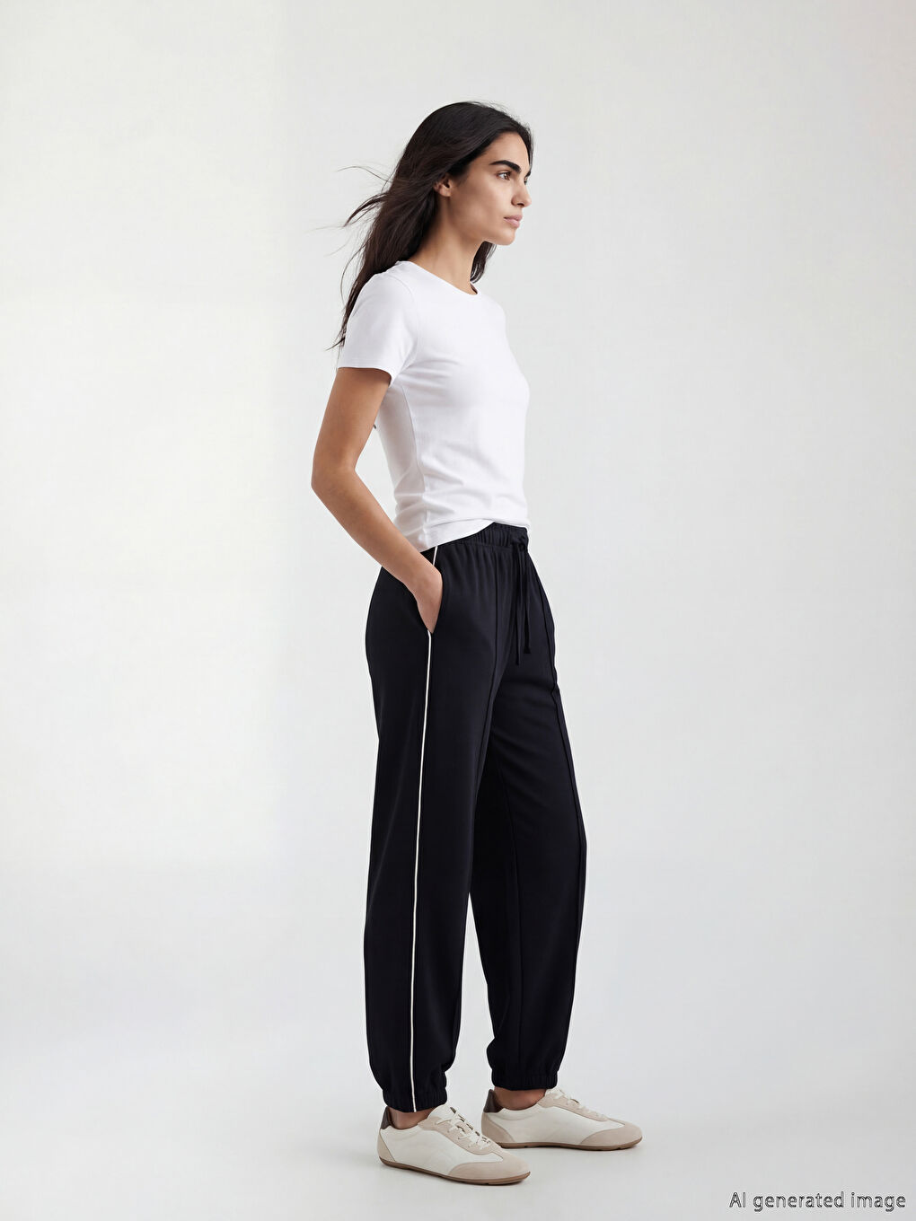 Lacivert Beli Lastikli Kadın Jogger Eşofman Altı