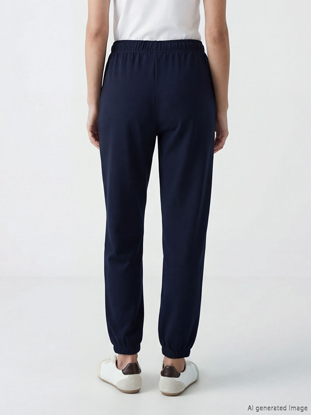 Lacivert Beli Lastikli Kadın Jogger Eşofman Altı-2