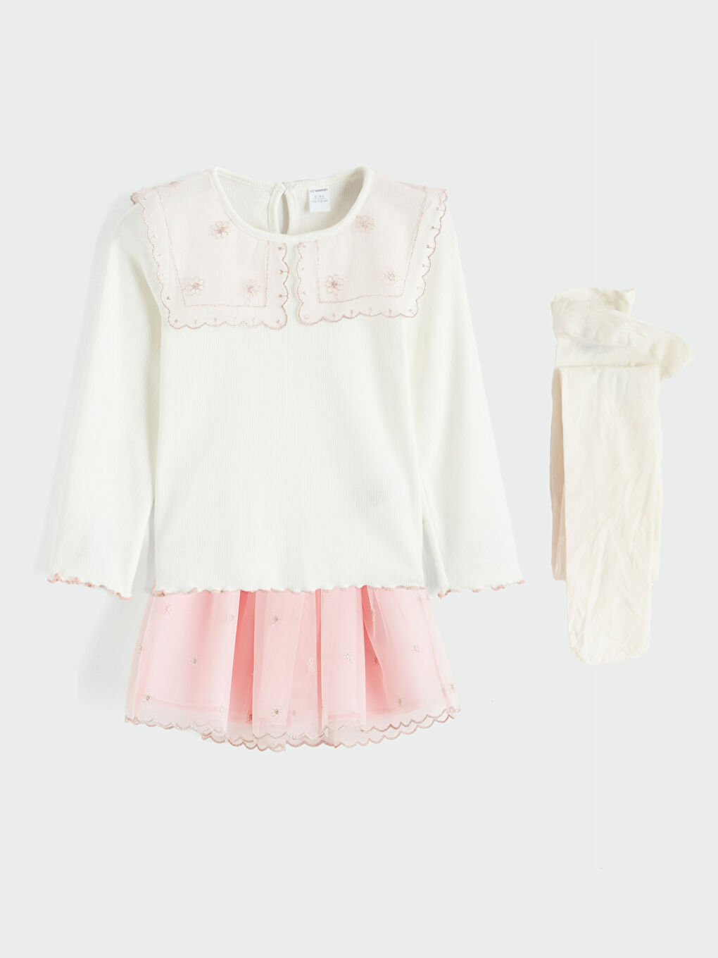 Ekru Kız Çocuk Etekli Takım 3'lü