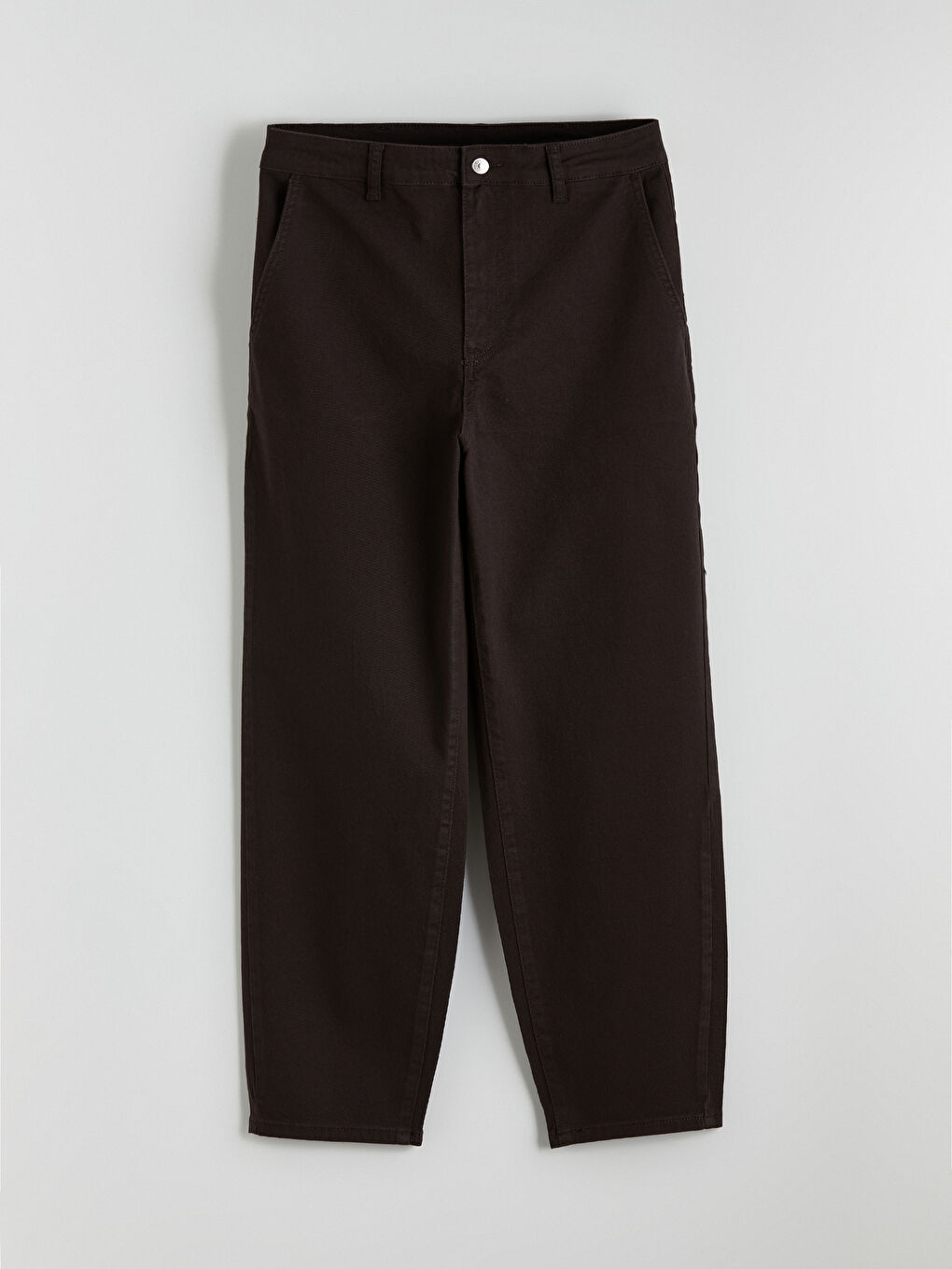 Kahverengi Barrel Fit Kadın Jean Pantolon-4