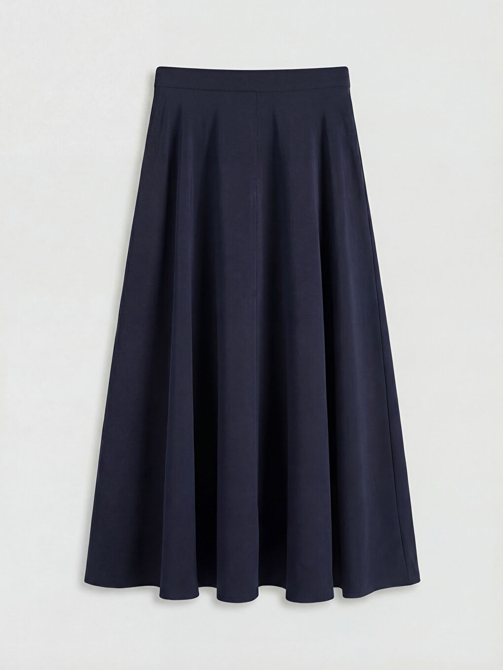 Lacivert Beli Fermuarlı Kloş Etek