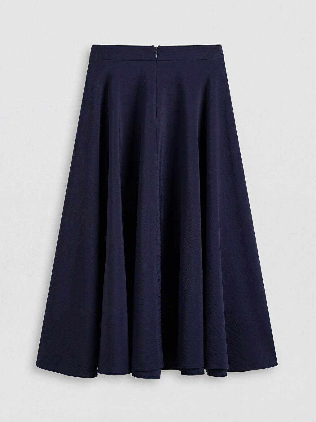 Lacivert Beli Fermuarlı Kloş Etek-1