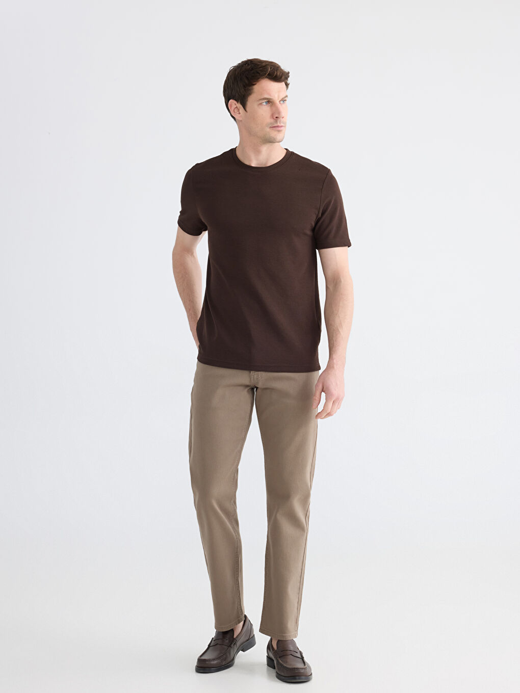 Kahverengi Regular Fit Erkek Jean Pantolon