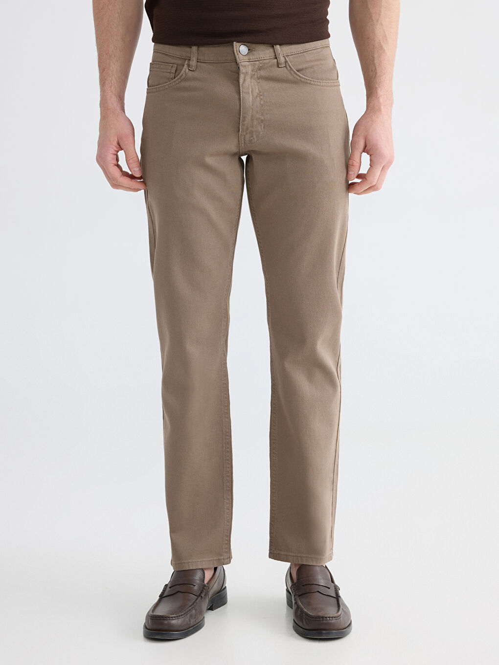 Kahverengi Regular Fit Erkek Jean Pantolon-2