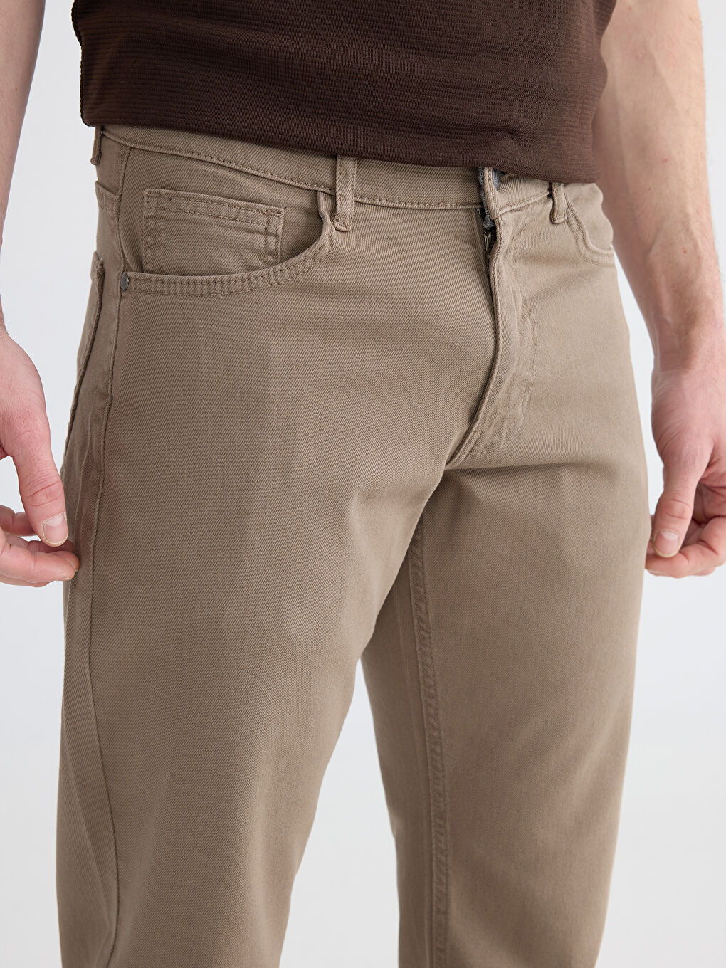 Kahverengi Regular Fit Erkek Jean Pantolon-3