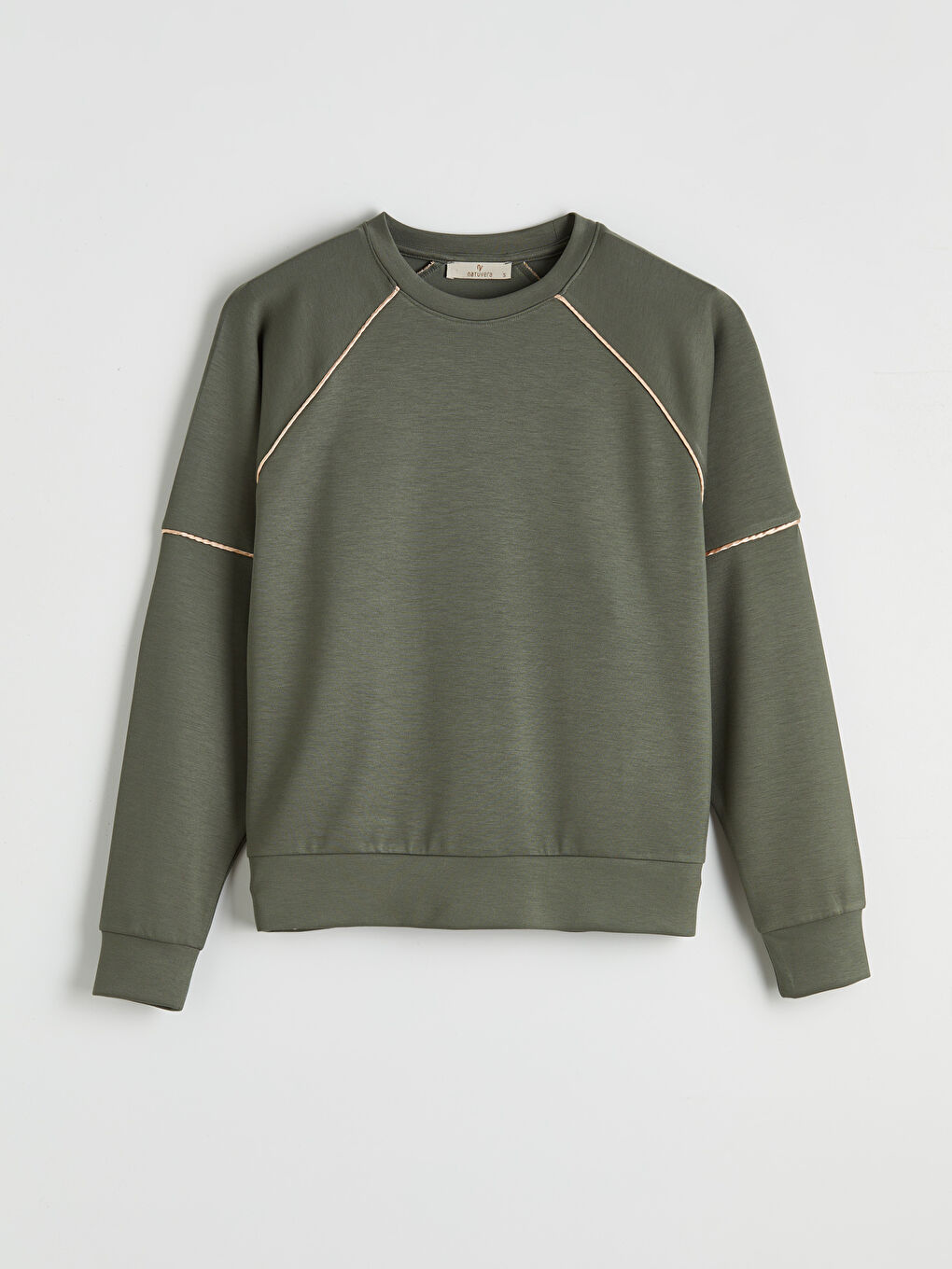 Haki Bisiklet Yaka Kadın Sweatshirt-3