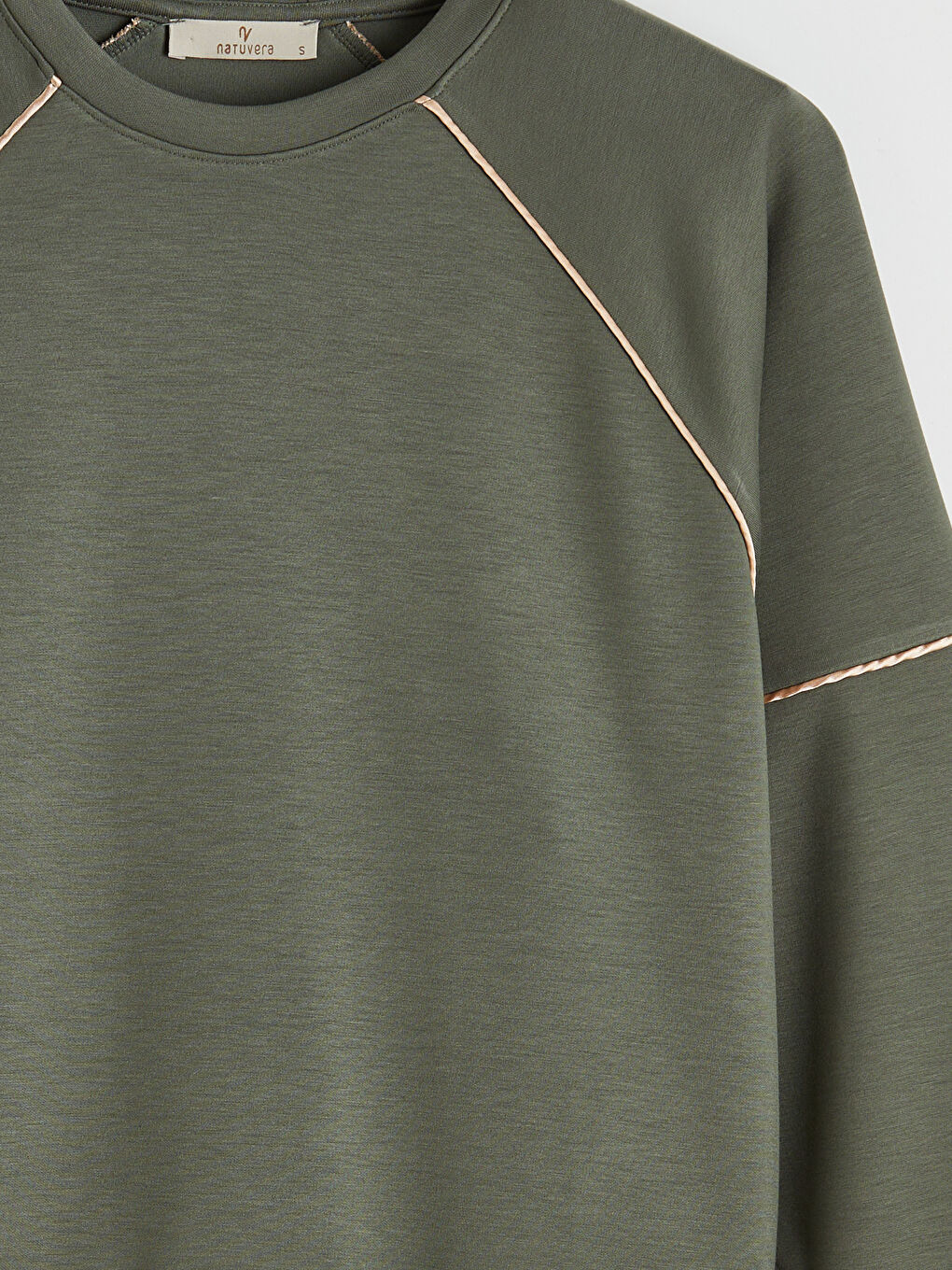 Haki Bisiklet Yaka Kadın Sweatshirt-5