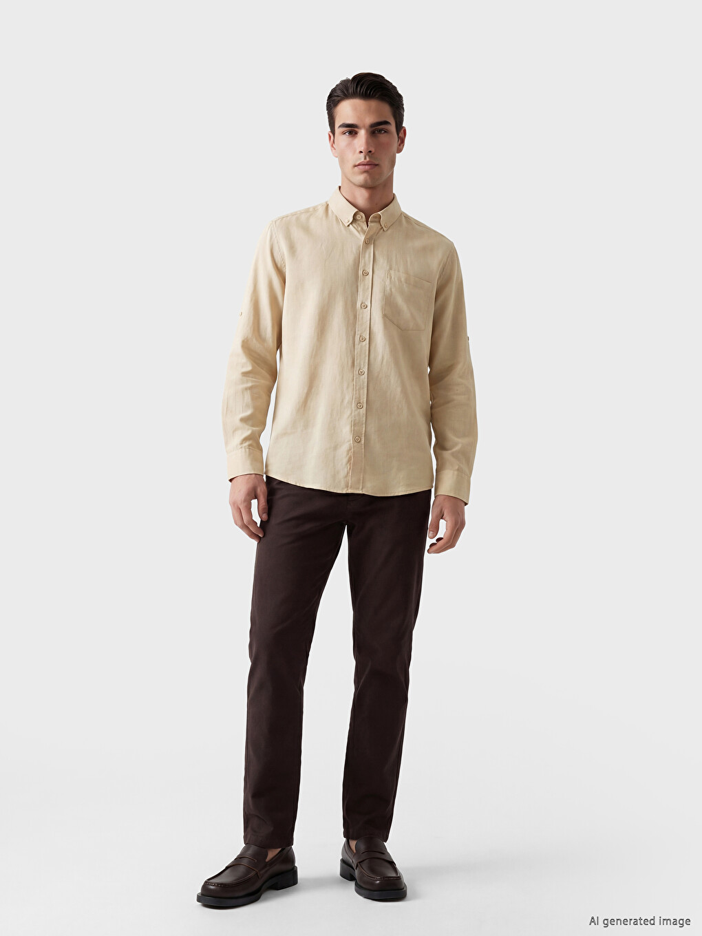 Regular Fit Linen Blended Men's Shirt-1