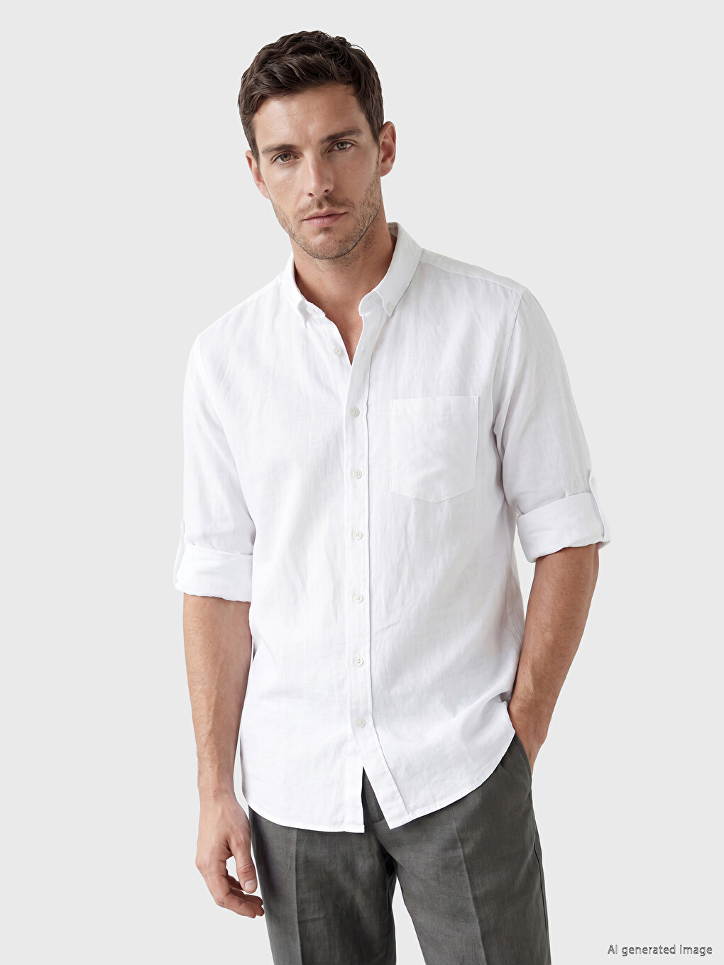 Regular Fit Linen Blended Men's Shirt