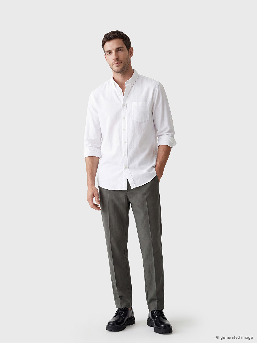 Regular Fit Linen Blended Men's Shirt-1