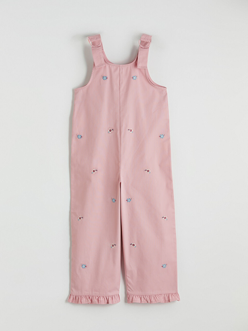 Ekru Nakışlı Kız Çocuk Salopet ve Tişört Takımı-3