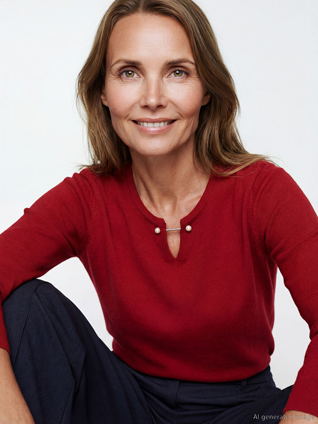 Crew Neck Women's Tricot Sweater-2