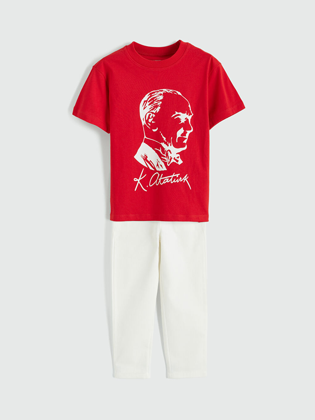 Kırmızı Atatürk Baskılı Erkek Çocuk Tişört ve Pantolon