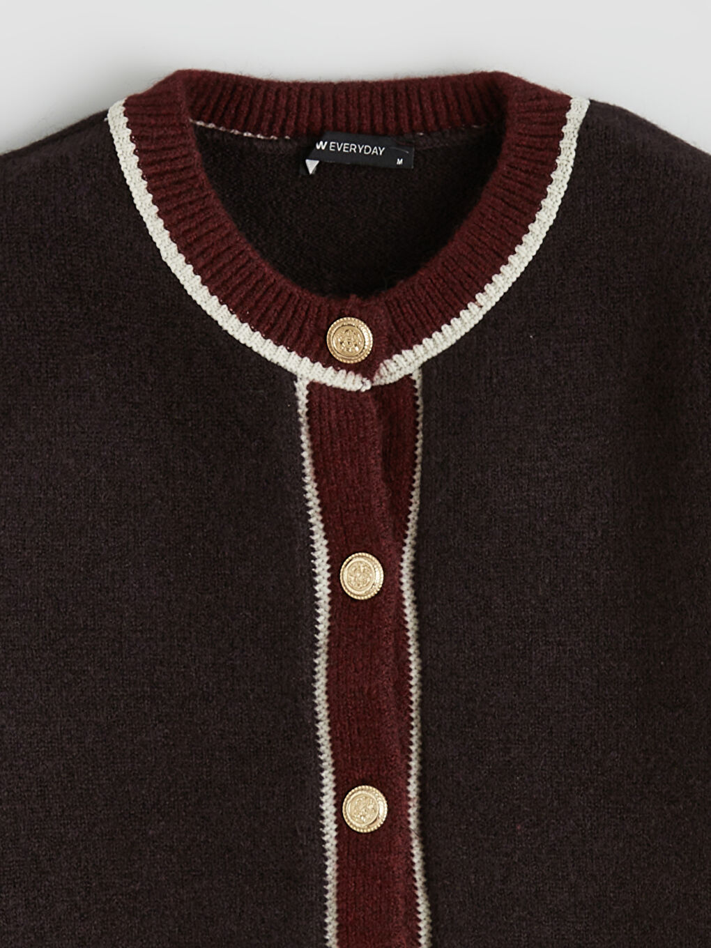 Bordo Bisiklet Yaka Kadın Triko Hırka-1