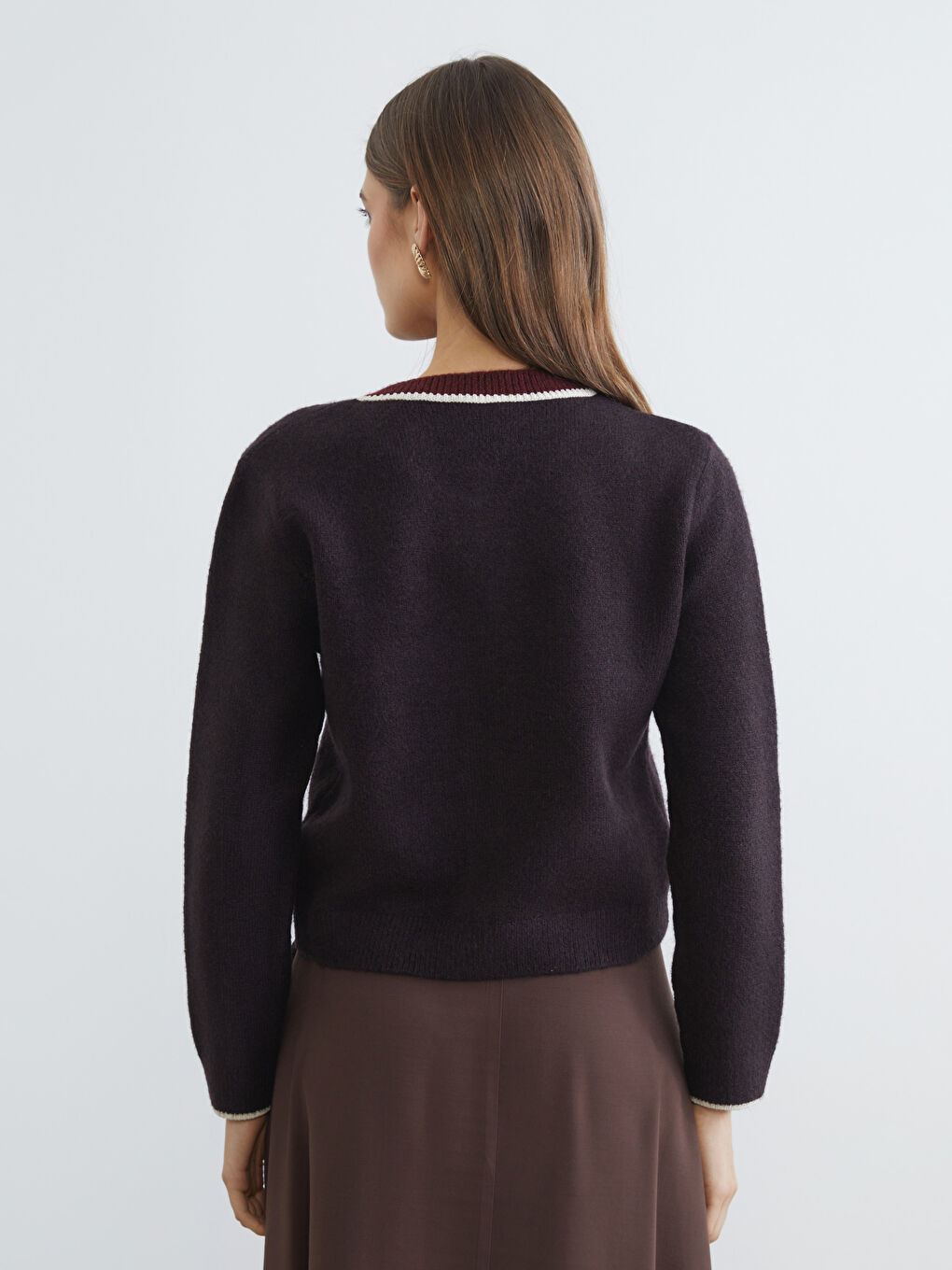 Women's Crewneck Knit Cardigan-3