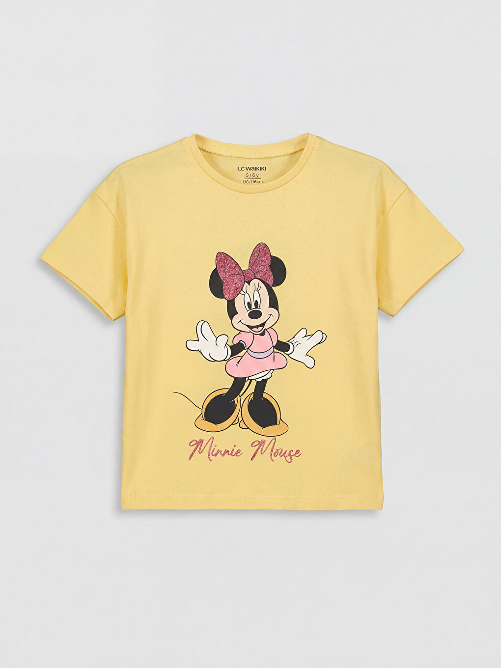 Sarı Minnie Mouse Baskılı Kız Çocuk Tişört ve Şort-1