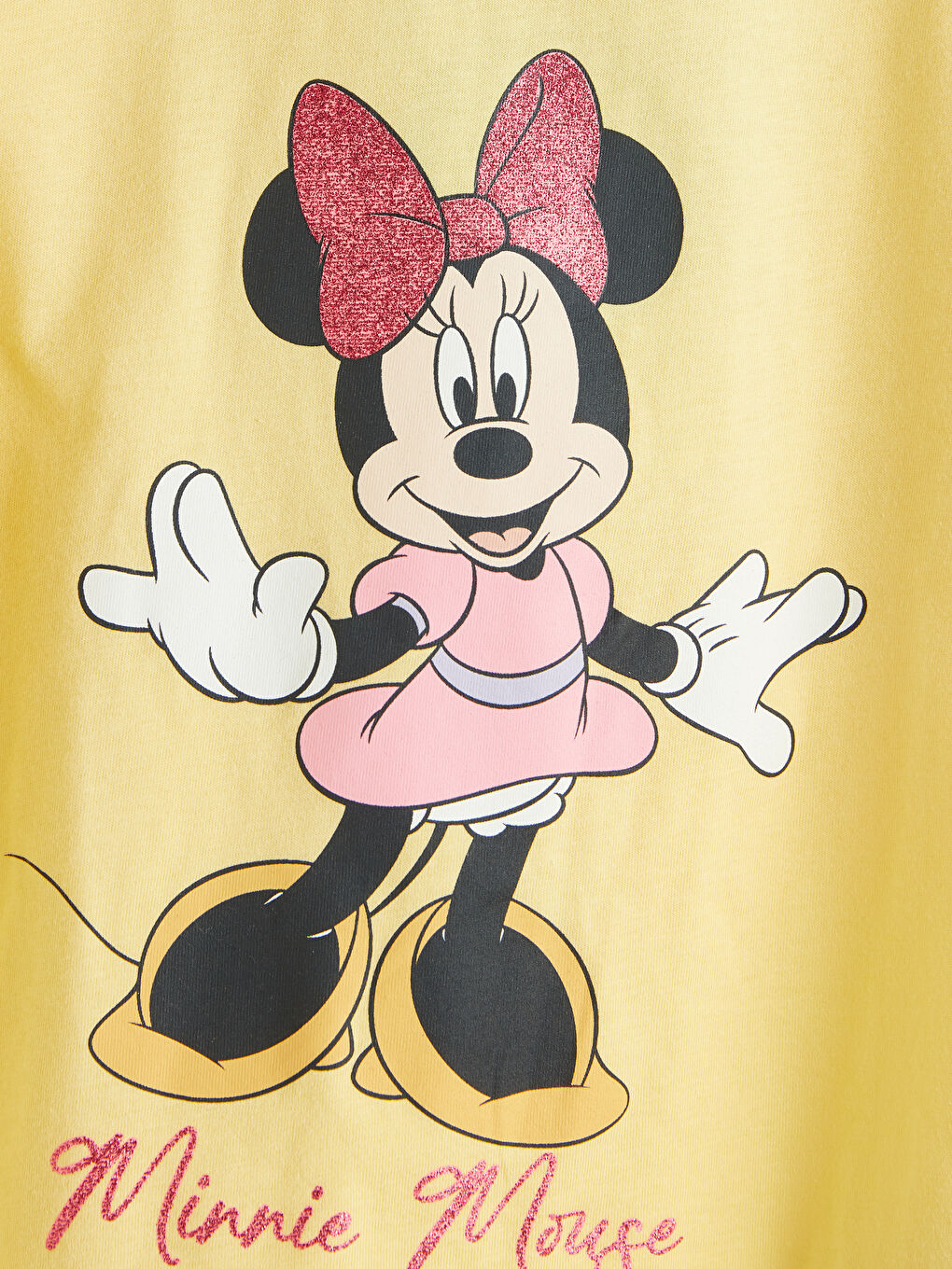 Sarı Minnie Mouse Baskılı Kız Çocuk Tişört ve Şort-5