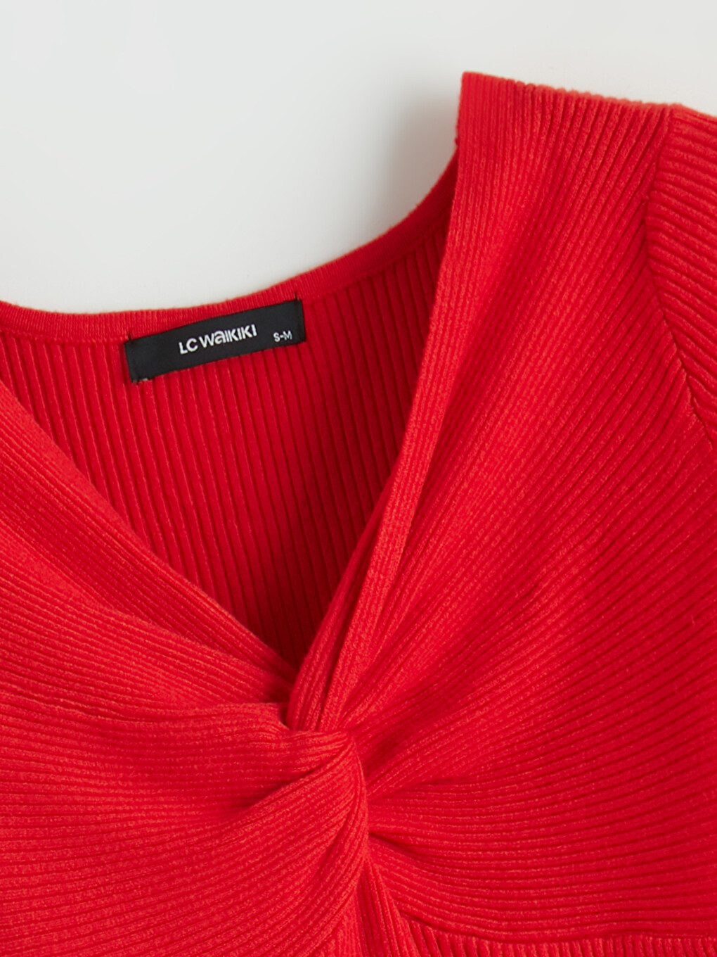 V Neck Ruched Detail Women's Knitwear T-Shirt-5