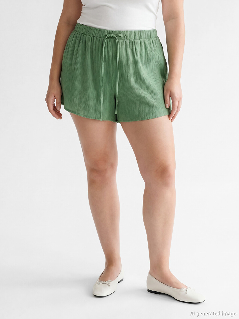 Adjustable Drawstring Elastic Waist Women's Shorts-1