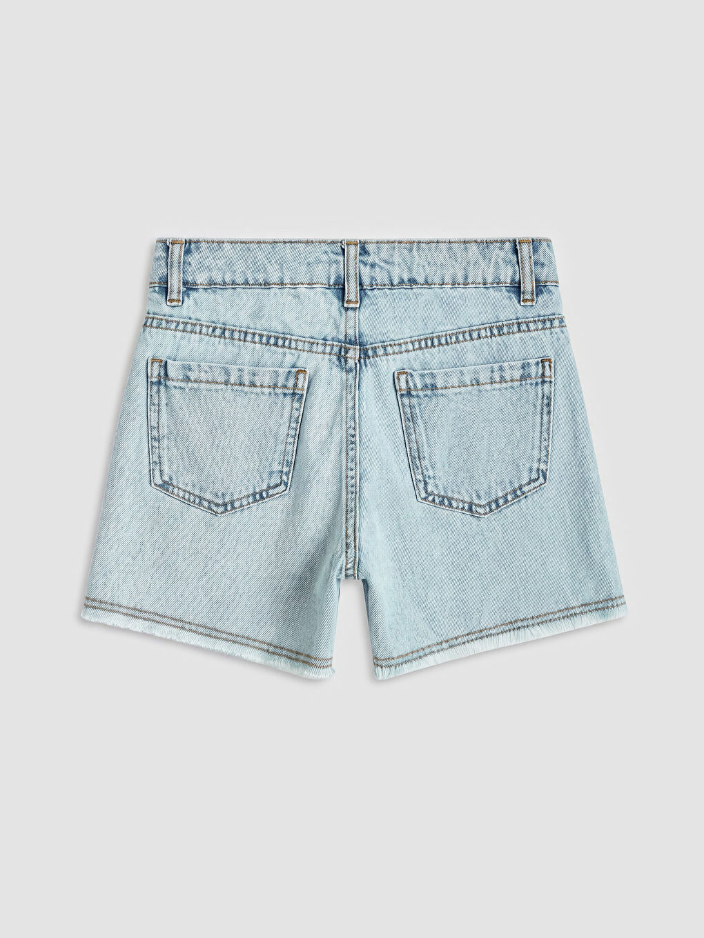 Mavi Yırtık Detaylı Kız Çocuk Jean Şort-1
